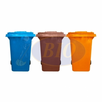 360L Mobile Garbage Bin 2-Wheel - Blue/Brown/Orange